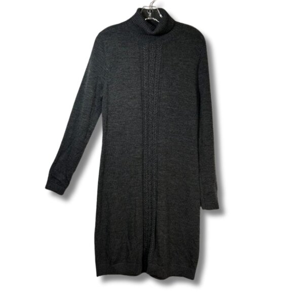 Lands End M 8 10 Sweater Dress Long Sleeve Merino Wool Academia Minimalist Prep - Picture 1 of 9